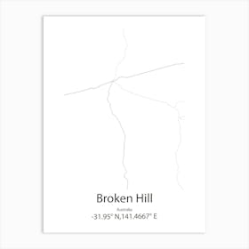 Broken Hill,Australia Minimalist Map Art Print