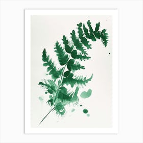 Green Ink Painting Of A Harts Tongue Fern 3 Art Print