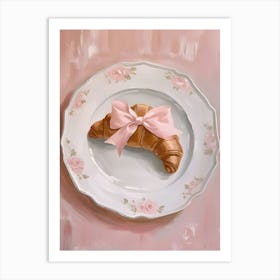 Croissant With A Pink Bow Art Print