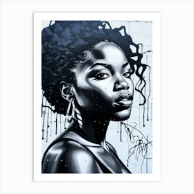 Graffiti Mural Of Beautiful Black Woman 244 Art Print