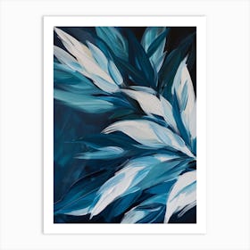 Abstract Of Blue And White Leaves Art Print