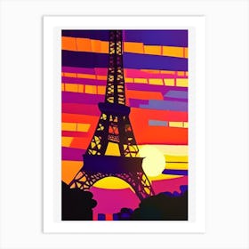 Geometric Eiffel Tower Sunset Art Print