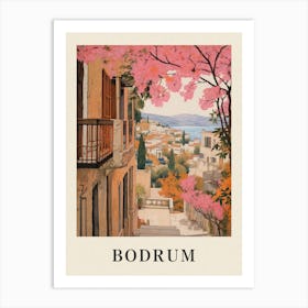 Bodrum Turkey 4 Vintage Pink Travel Illustration Poster Art Print