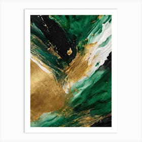 Gold And Green Abstract Painting 1 Art Print