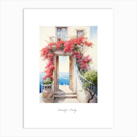 Amalfi, Italy   Mediterranean Doors Watercolour Painting 11 Poster Art Print