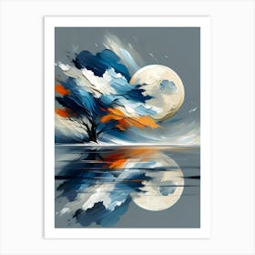 Abstract Tree In The Moonlight Painting Affiche