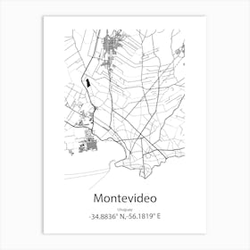 Montevideo,Uruguay Minimalist Map Art Print