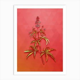 Vintage Chaste Tree Botanical Art on Fiery Red n.0760 Art Print