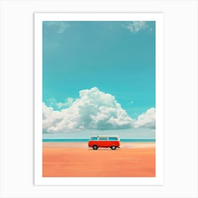 Travel Bus On The Beach 4 Art Print