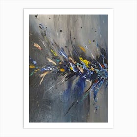 Abstract flowers blau yellow Art Print