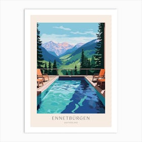 Ennetbürgen, Switzerland 1 Midcentury Modern Pool Poster Art Print