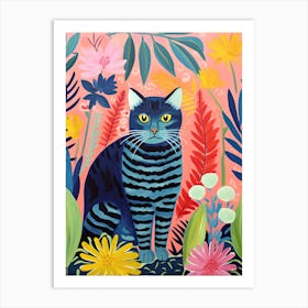 Cat In The Garden, Matisse Inspired 1 Art Print