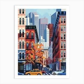 Tribeca New York Colourful Silkscreen Illustration 4 Art Print