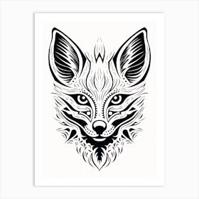 Linocut Fox Abstract Line Illustration 2 Art Print