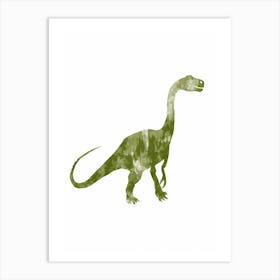 Lime Green Dinosaur Silhouette 1 Art Print