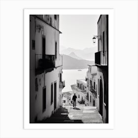 Amalfi, Italy, Mediterranean Black And White Photography Analogue 4 Art Print