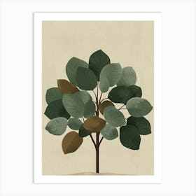 Paulownia Tree Minimal Japandi Illustration 3 Art Print