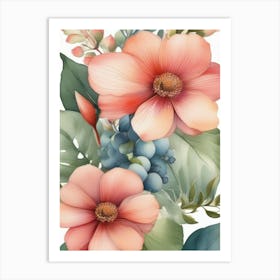 Watercolor Flowers Art Print