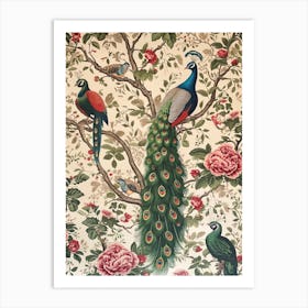 Sepia Peacock Decadent Bird Wallpaper 3 Art Print
