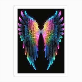 Neon Angel Wings 16 Art Print