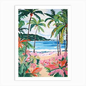 El Yunque Beach, Puerto Rico, Matisse And Rousseau Style 3 Art Print