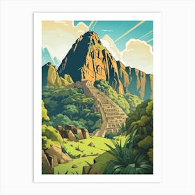 Machu Picchu Peru 2 Vintage Travel Illustration Art Print