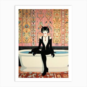 Cat In The Bath Art Print