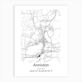 Anniston,United States Minimalist Map Art Print