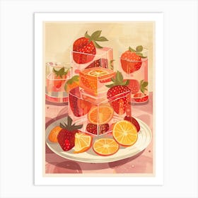 Strawberry & Orange Jelly Illustration Art Print