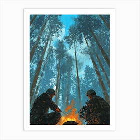 Soldiers In The Woods Art Print