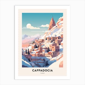 Vintage Winter Travel Poster Cappadocia Turkey 2 Art Print