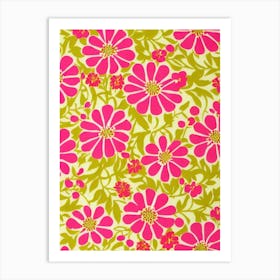 Fuchsia Floral Print Warm Tones 1 Flower Art Print