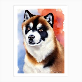 Akita Watercolour 3 Dog Art Print
