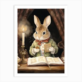 Bunny Reading Rabbit Prints Watercolour 9 Art Print