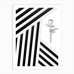 Abstract Black And White Rose Art Print