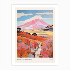 Mount Kilimanjaro Tanzania 1 Colourful Mountain Illustration Poster Art Print
