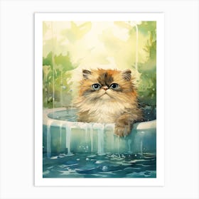 Himalayan Cat In Bathtub Botanical Bathroom 8 Art Print