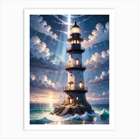 A Lighthouse In The Middle Of The Ocean 55 Art Print