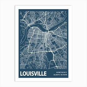 Louisville Blueprint City Map 1 Art Print