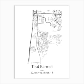 Tirat Karmel,Israel Minimalist Map Art Print