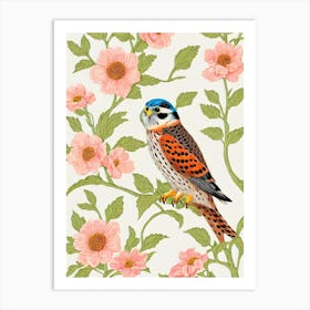 American Kestrel William Morris Style Bird Art Print