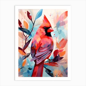Bird Painting Collage Cardinal 2 Art Print