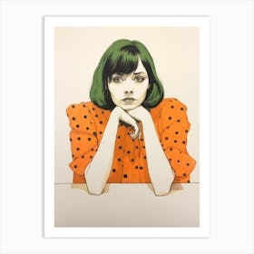 Girl With Green Hair Art Print