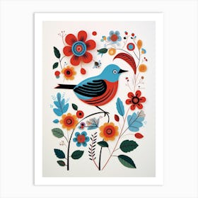 Scandinavian Bird Illustration Robin 2 Art Print