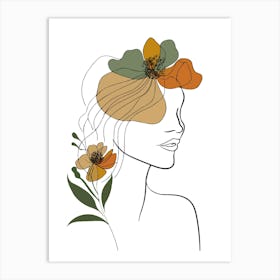 Woman With Flowers In Her Hair Art Print