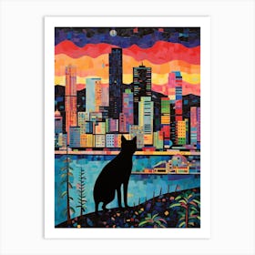 Panama City, Panama Skyline With A Cat 3 Art Print