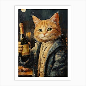 Cat In Bathrobe 1 Art Print