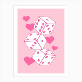 Pink Dice Love Art Print