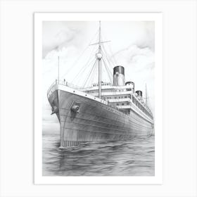 Titanic Ship Charcoal 3 Art Print
