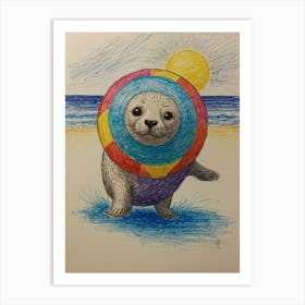 Seal On The Beach 1 Art Print